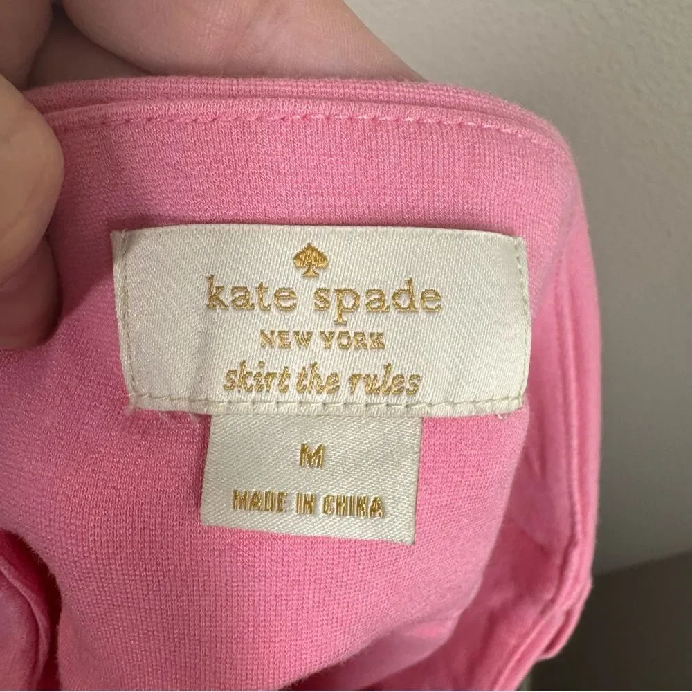 Kate Spade Cat Print Top Pink Black Keyhole Shirt & Pink Bow Skirt Girl’s Medium